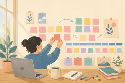 Colorful Sticky Note Content Planning Wall