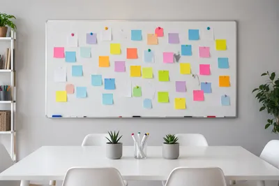Colorful Sticky Note Content Planning Workspace