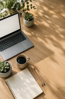 Styled Home Office Desk Flat Lay