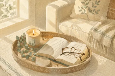 Cozy Styled Tray with Candle and Book