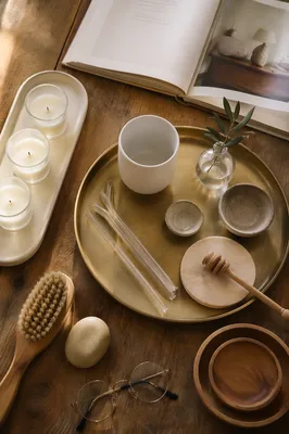 Minimalist Tray With Candles and Glasses