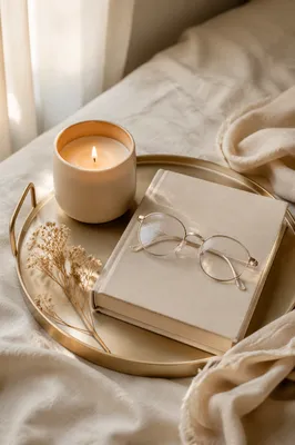 Cozy Morning Tray with Candle and Book