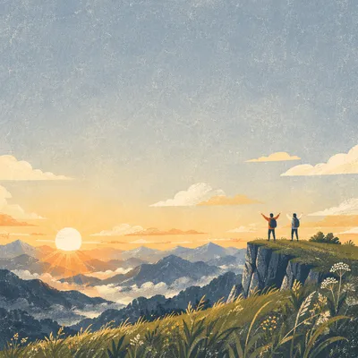 Sunrise Mountain Horizon With Copy Space