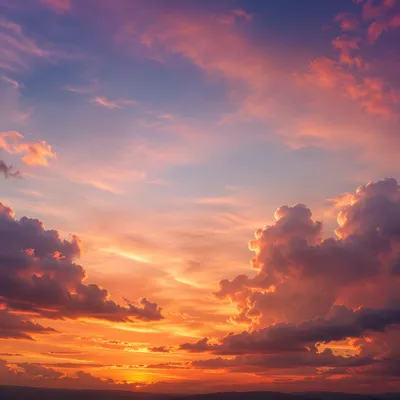 Dramatic Sunset Sky with Layered Clouds
