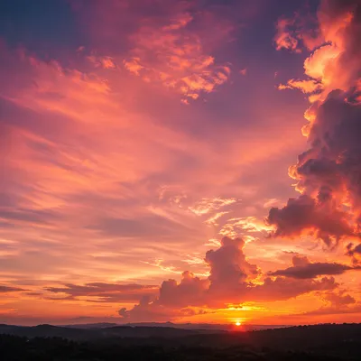 Dramatic Sunset Sky with Glowing Clouds