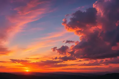 Dramatic Sunset Sky with Glowing Clouds