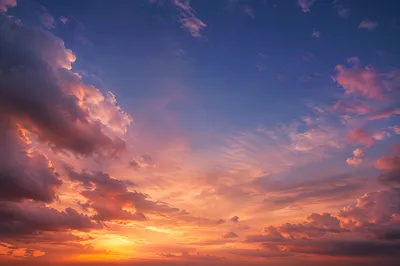 Dramatic Sunset Sky with Layered Clouds