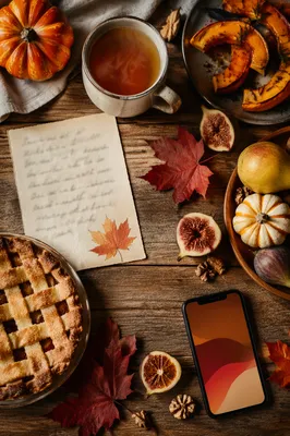 Autumn Harvest Flat Lay on Wooden Table