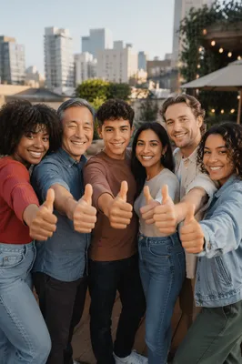 Diverse Friends Giving Thumbs Up Together