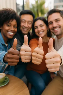 Diverse Friends Giving Group Thumbs Up