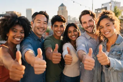 Diverse Friends Giving Thumbs Up Together