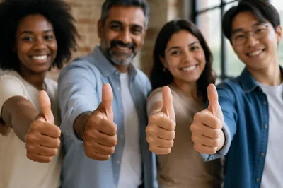 Diverse Friends Giving Thumbs Up Gesture