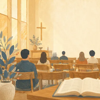 Sunlit Contemporary Church Sanctuary Interior