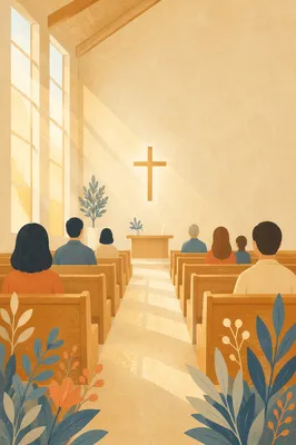 Sunlit Modern Chapel Interior with Cross