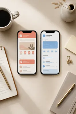 Two Smartphones Side by Side Flat Lay