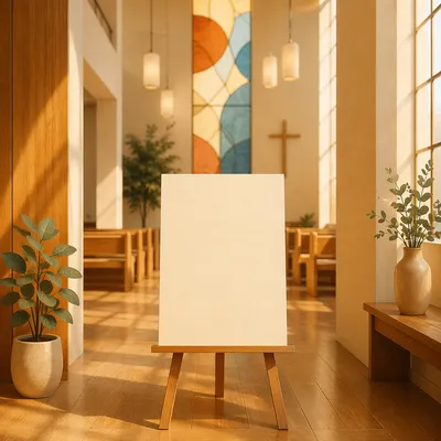 Church Announcement Story Background with Easel