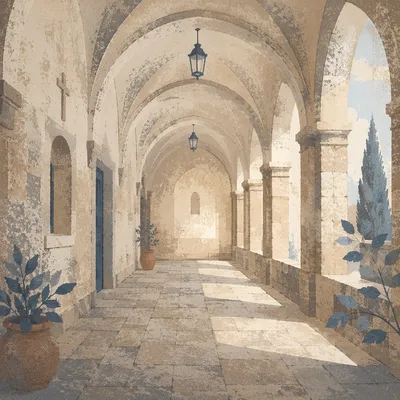 Reverent Church Cloister Story Background