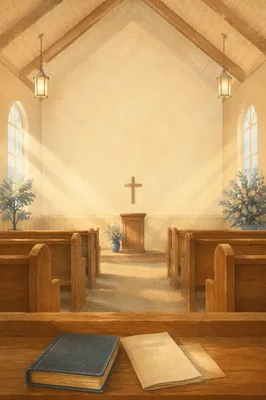 Warm Chapel Pew Story Background