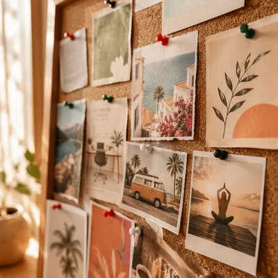 Creative Vision Board on Warm Cork