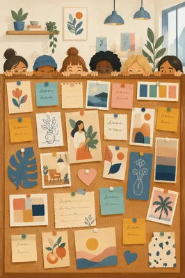 Collaborative Cork Vision Board With Magazine Cutouts