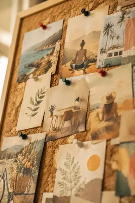 Warm Cork Vision Board with Colorful Pins