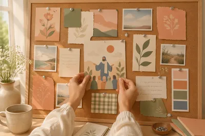 Creative Vision Board on Cork Desk