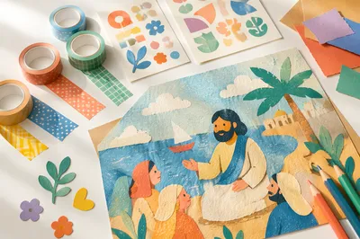 Colorful Washi Tape Craft Flat Lay