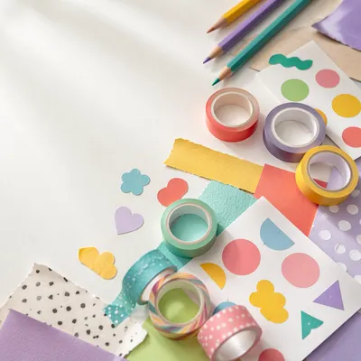 Colorful Washi Tape Craft Flat Lay