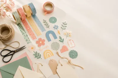 Pastel Washi Tape Craft Flat Lay