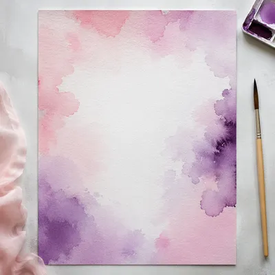 Pink Purple Watercolor Wash on Paper