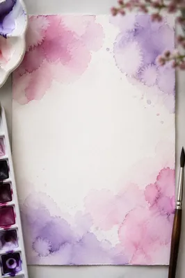 Pink Purple Watercolor Wash on Paper