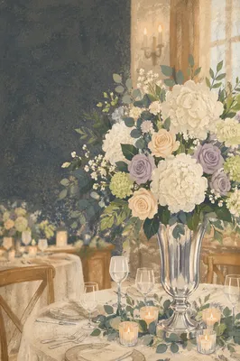 Elegant Floral Centerpiece on Formal Table