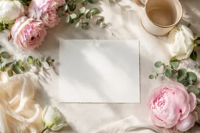 Elegant Floral Flat Lay Invitation Scene