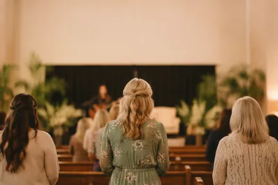 Women Standing in Elegant Worship Hall