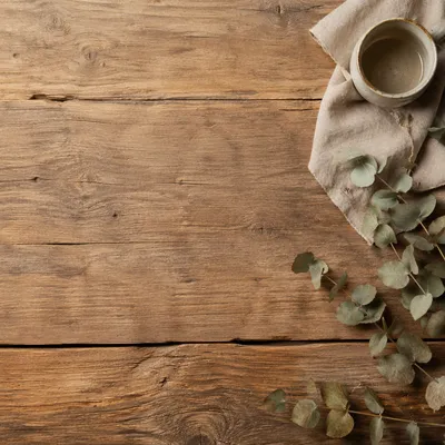 Rustic Wooden Tabletop Flat Lay