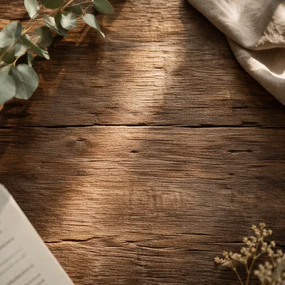 Rustic Wooden Tabletop with Natural Accents