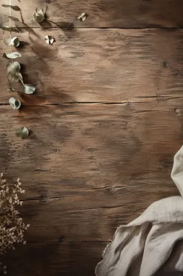 Rustic Wooden Tabletop with Dried Eucalyptus