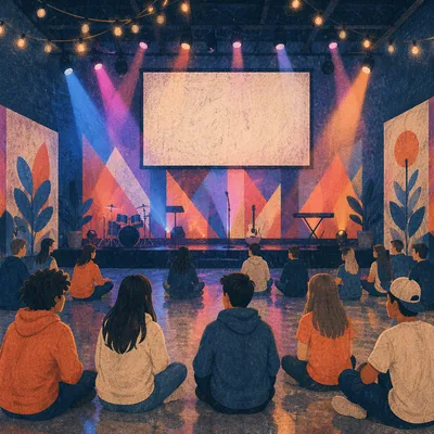 Youth Night Church Stage Neon Gathering