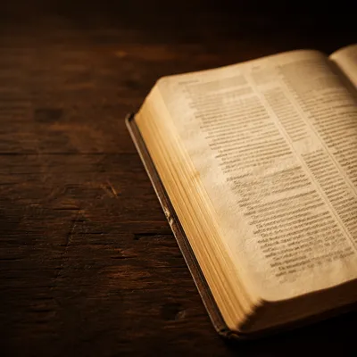 Open Book on Wooden Table