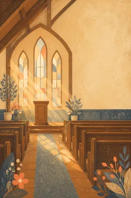 Empty Chapel Interior with Morning Light