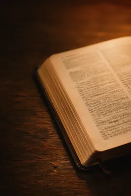 Open Book on Wooden Table