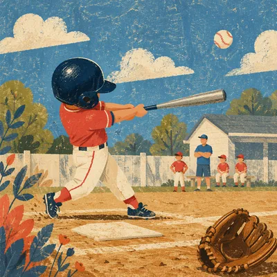 Youth Baseball Batter on Sunlit Diamond