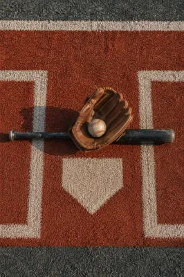 Overhead Baseball Gear on Home Plate Diamond