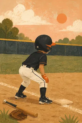 Youth Baseball Player Ready on Diamond