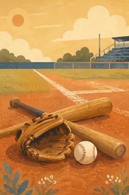 Nostalgic Baseball Gear on Field Diamond