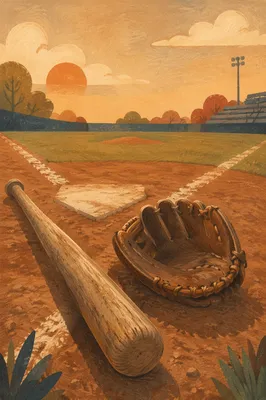 Golden Hour Baseball Glove at Home Plate