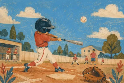Youth Baseball Batter on Sunlit Diamond