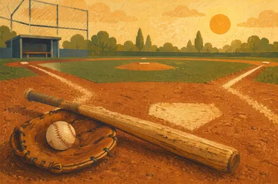 Golden Hour Baseball Gear on Diamond