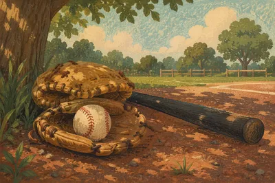 Nostalgic Baseball Gear on Quiet Field