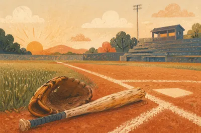 Worn Baseball Bat and Glove at Dawn
